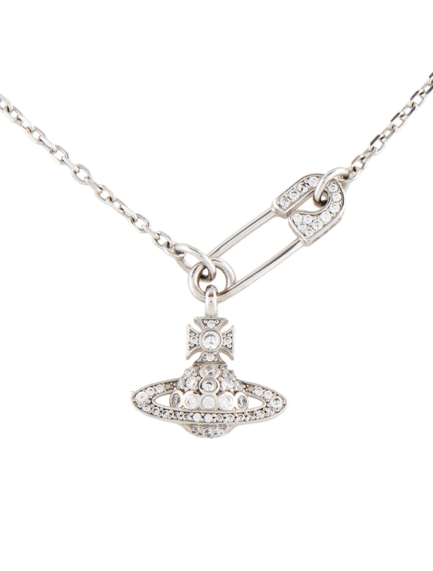 Vivienne Westwood Crystal Lucrece Pendant Necklace SilverTone Metal