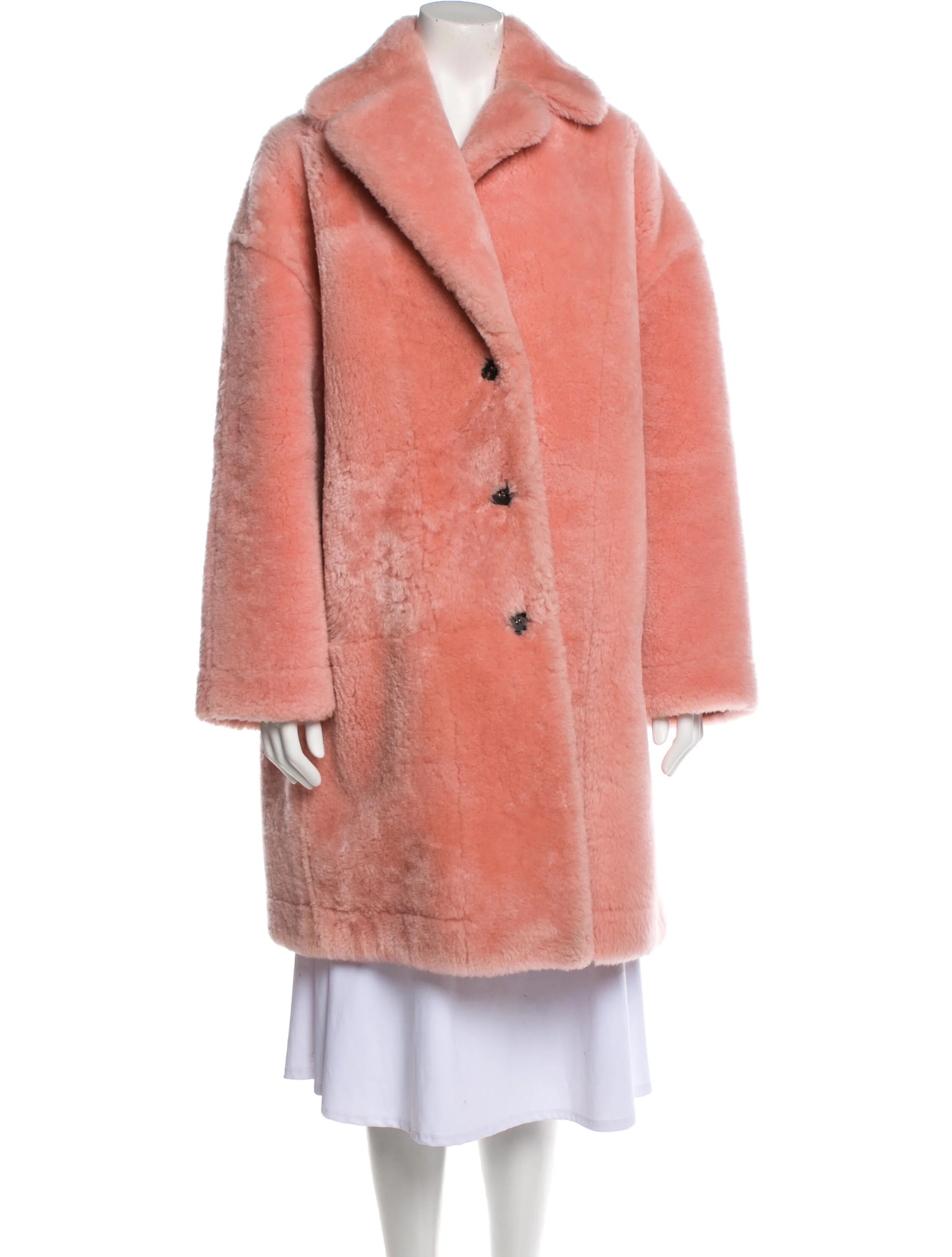 Mansur Gavriel Shearling Fur Coat Pink Coats, Clothing WGY41353