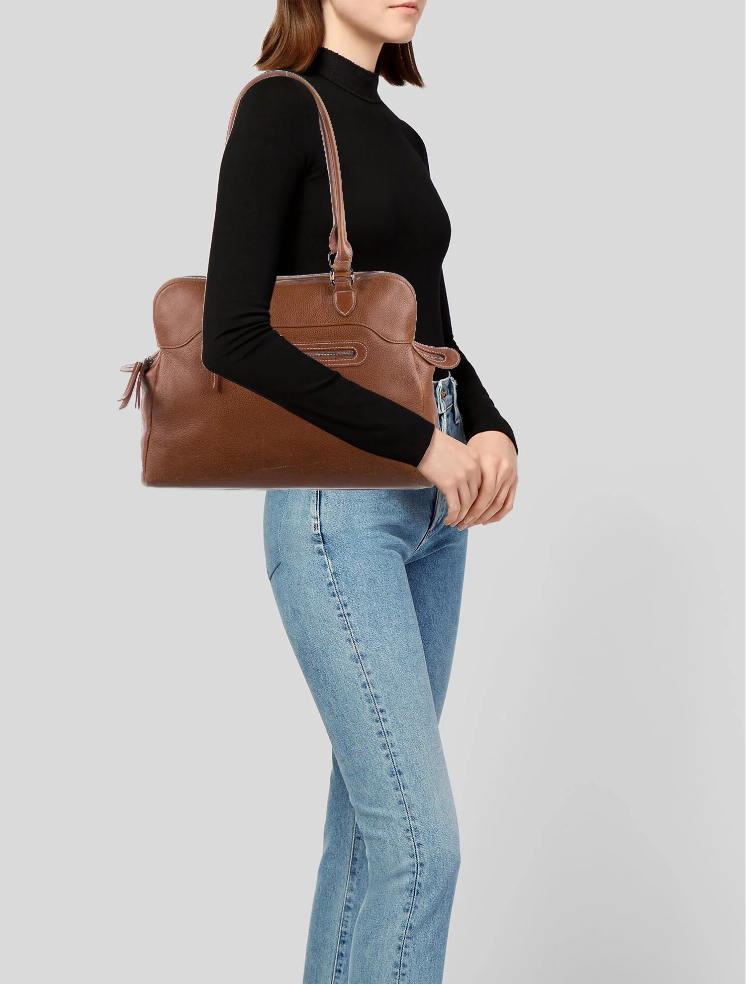 Longchamp Leather Shoulder Bag - Brown Shoulder Bags, Handbags