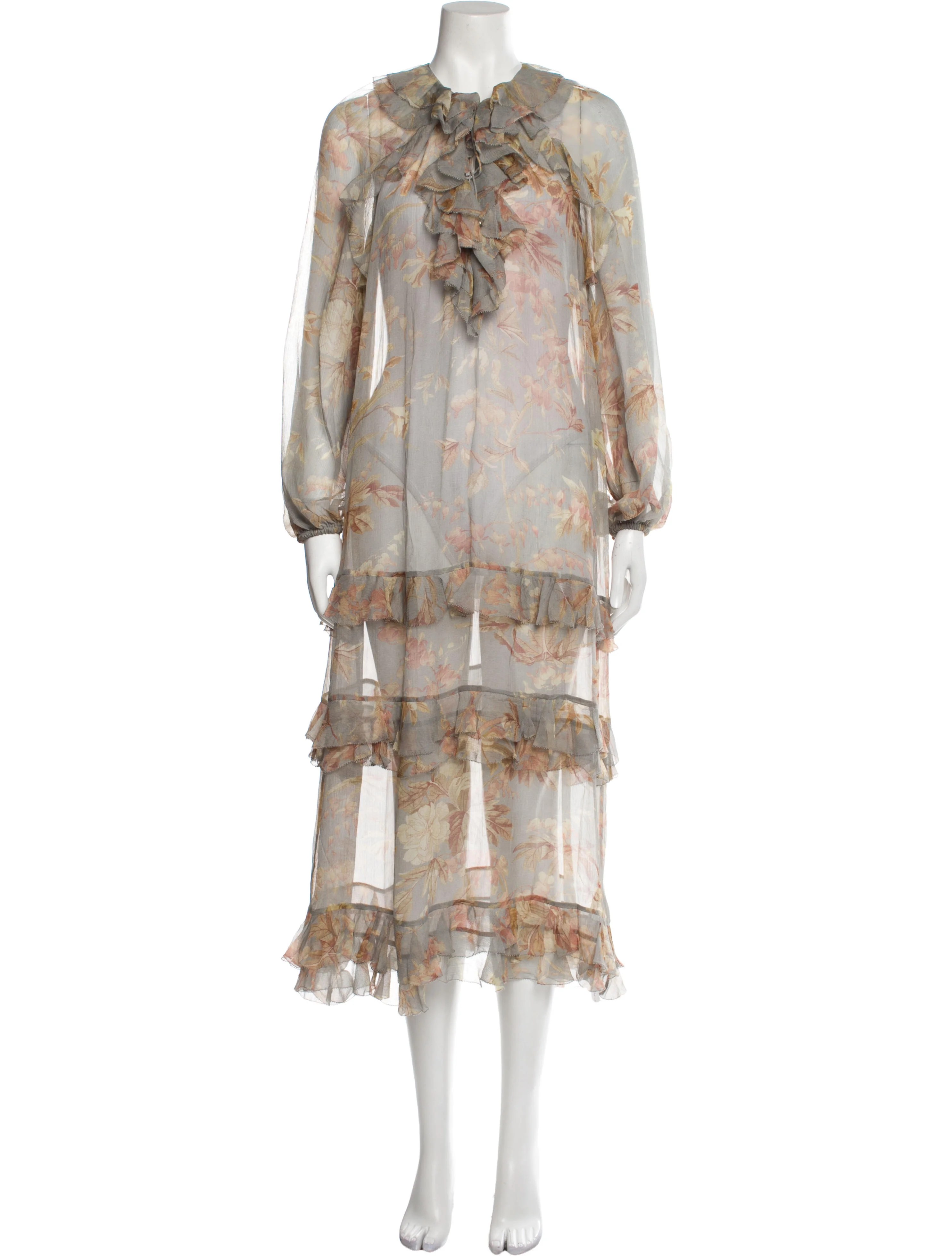 Zimmermann Silk Midi Length Dress Neutrals Dresses, Clothing WZI95009 The RealReal