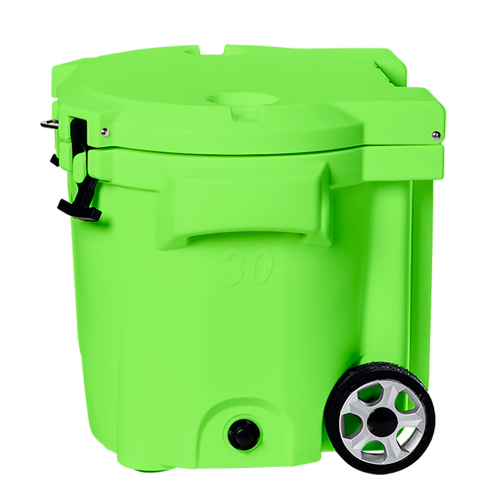 LAKA Coolers 30 Qt Cooler w/Telescoping Handle & Wheels Lime Green