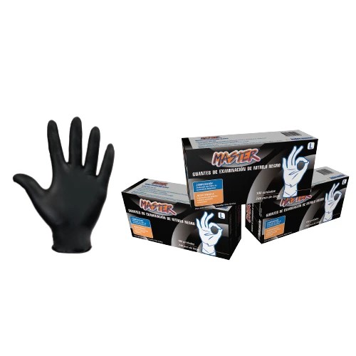 Guante de examinación nitrilo Negro Guantes Máster