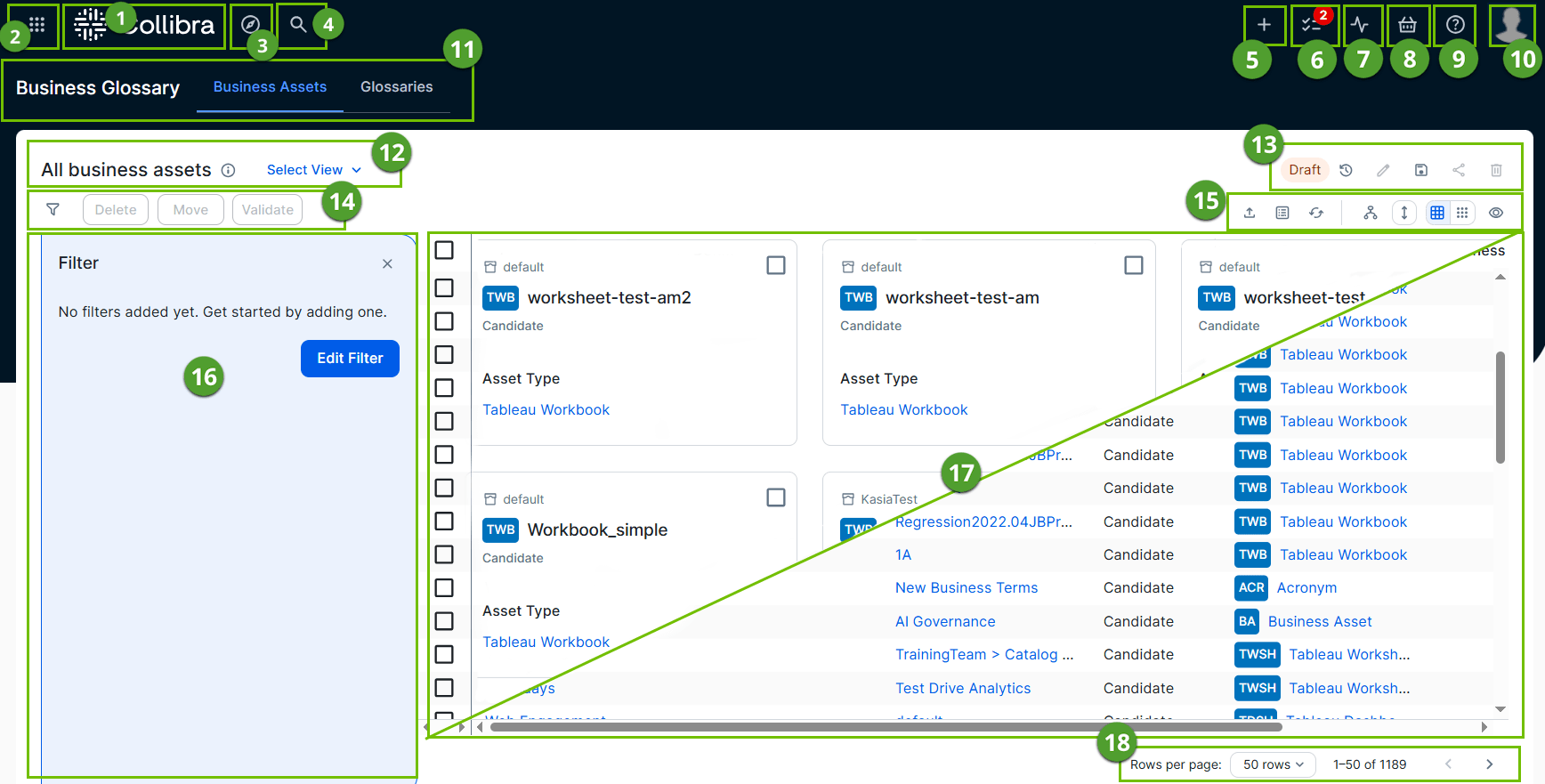 Screen elements in the user interface