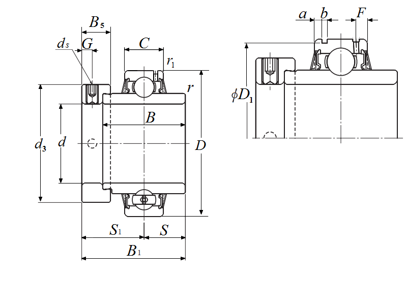 Item UELS212207LD1N, Bearing Insert w/ Eccentric Locking Collar