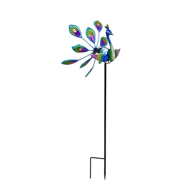 Evergreen Enterprises Solar Peacock Wind Spinner Stake 2SP7145