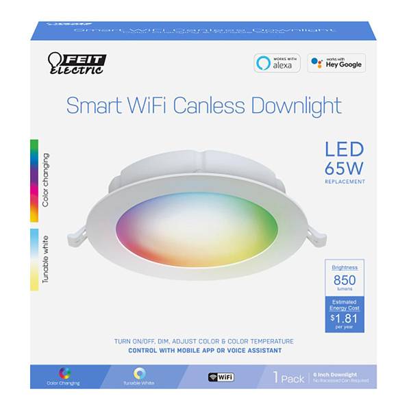FEIT Electric 6" Smart Recessed LED Downlight LEDR6XT/RGBW/CA/AG