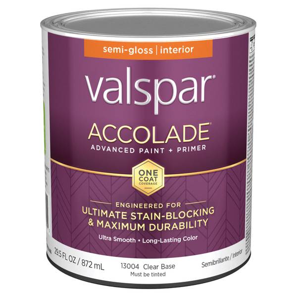 Valspar 1 Quart Accolade Interior Paint + Primer, SemiGloss, Clear