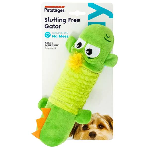 Outward Hound Medium StuffingFree Big Squeak Gator Plush Dog Toy 631