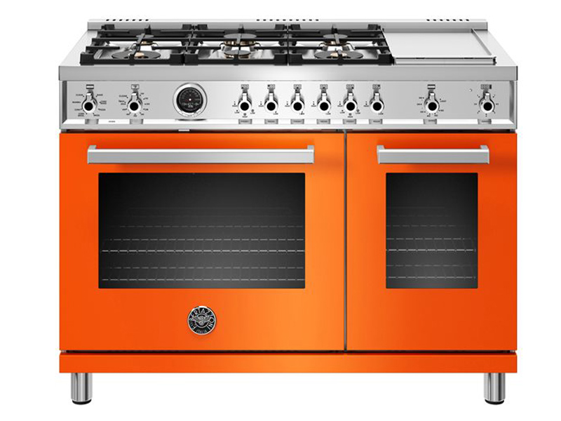 Bertazzoni 48" Dual Fuel Range 6 Brass Burners and G