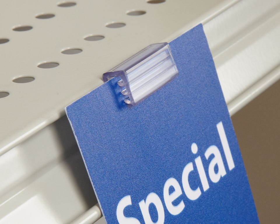Gripper Shelf Channel Sign Holder On Kinter (K International, Inc.)