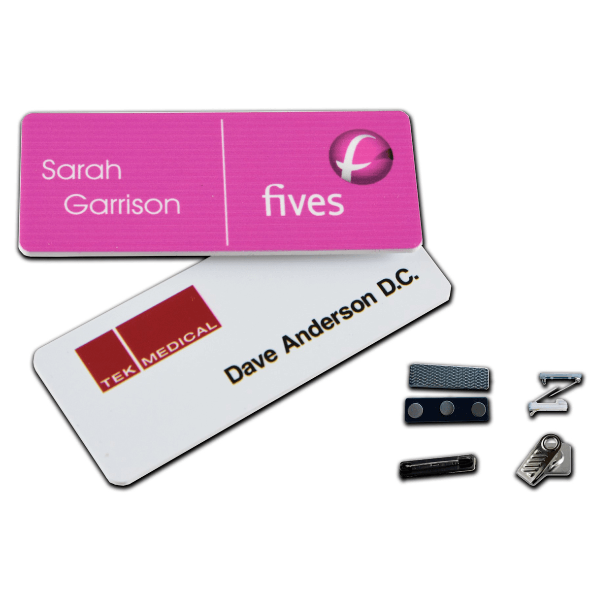 Custom 1.25 inch x 3 inch plastic name badge personalized with your