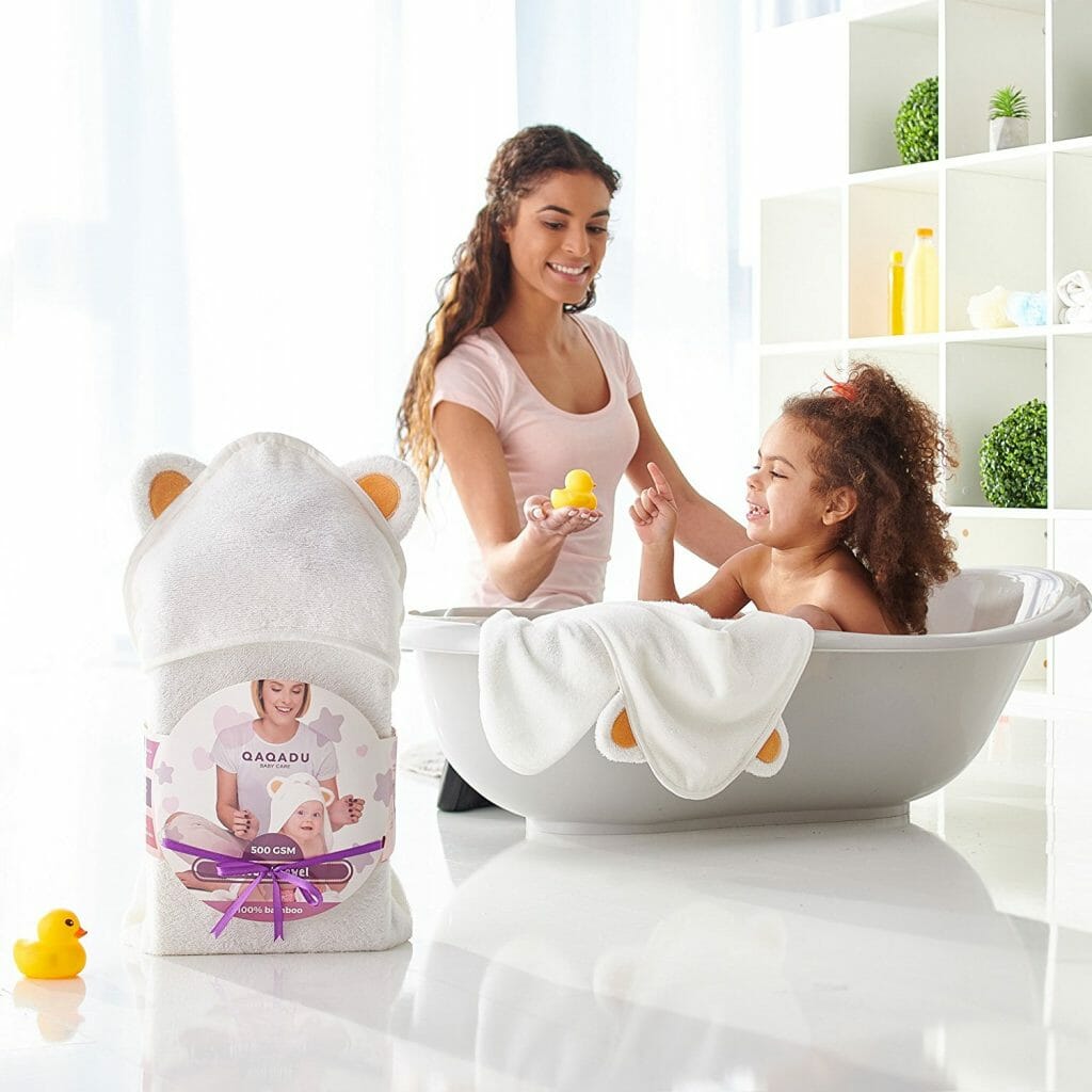 Hooded Baby Towel 100 Organic Bamboo Bonus Duck Toy and Gift Wrap