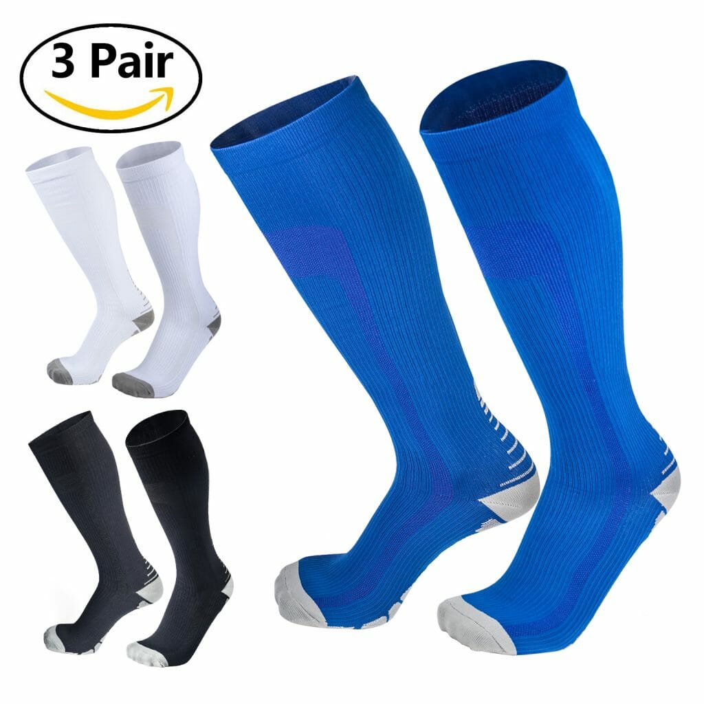 Compression Socks for Men&Women (3 Pairs) by Upsimples, 2030mmHg Compression Stockings for
