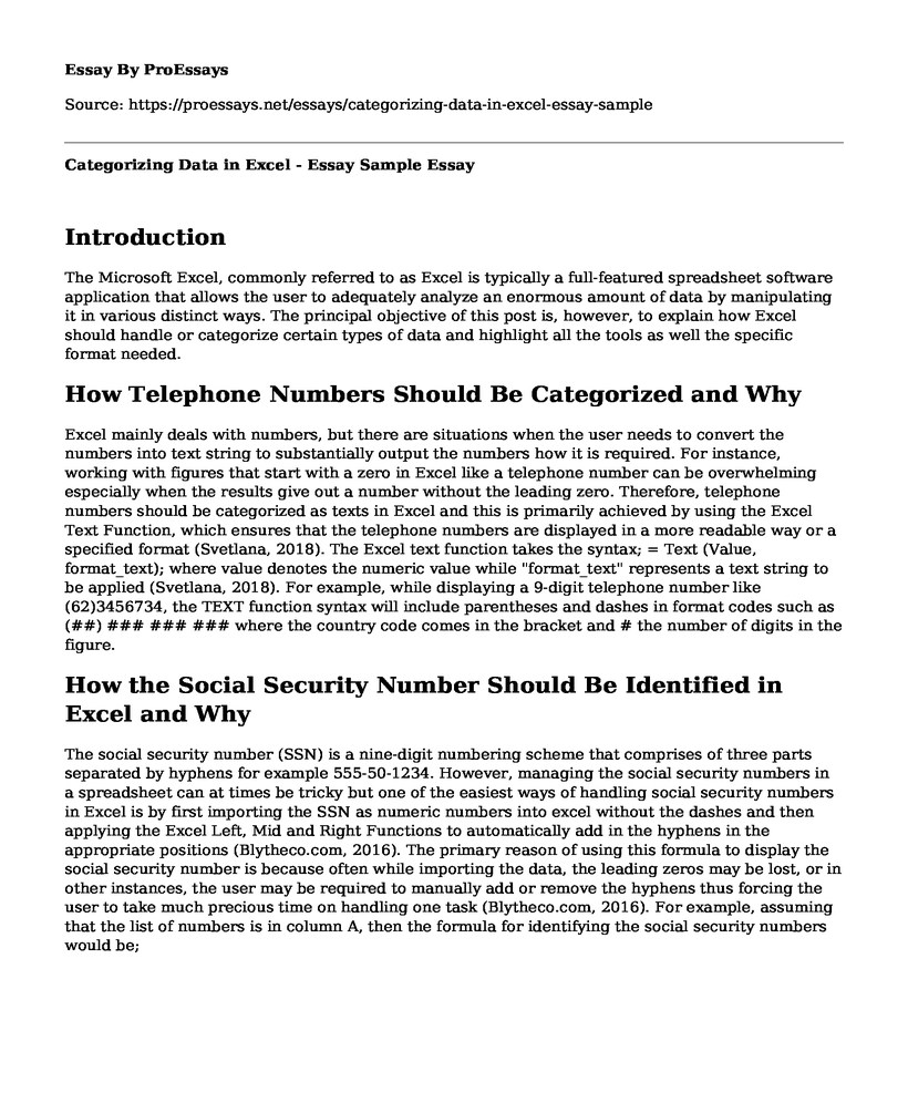 📚 Categorizing Data in Excel Essay Sample Free Essay, Term Paper