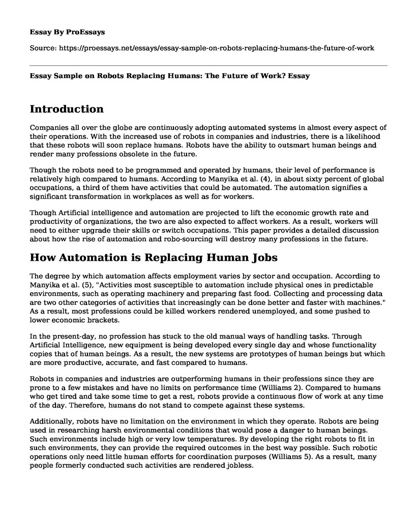 📌 Essay Sample on Robots Replacing Humans The Future of Work? Free