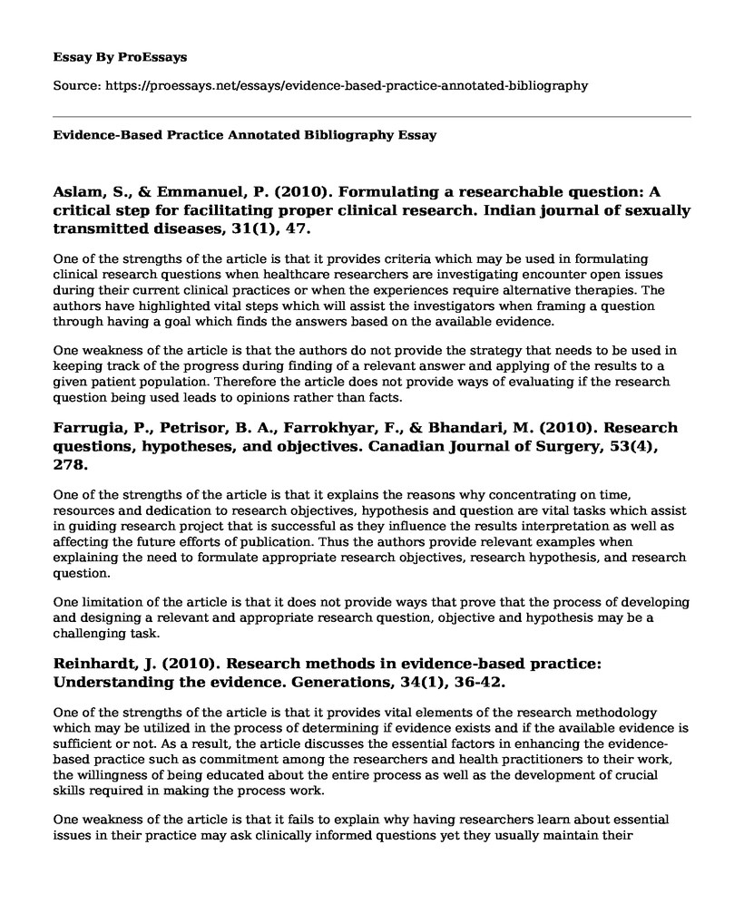 📚 EvidenceBased Practice Annotated Bibliography Free Essay, Term