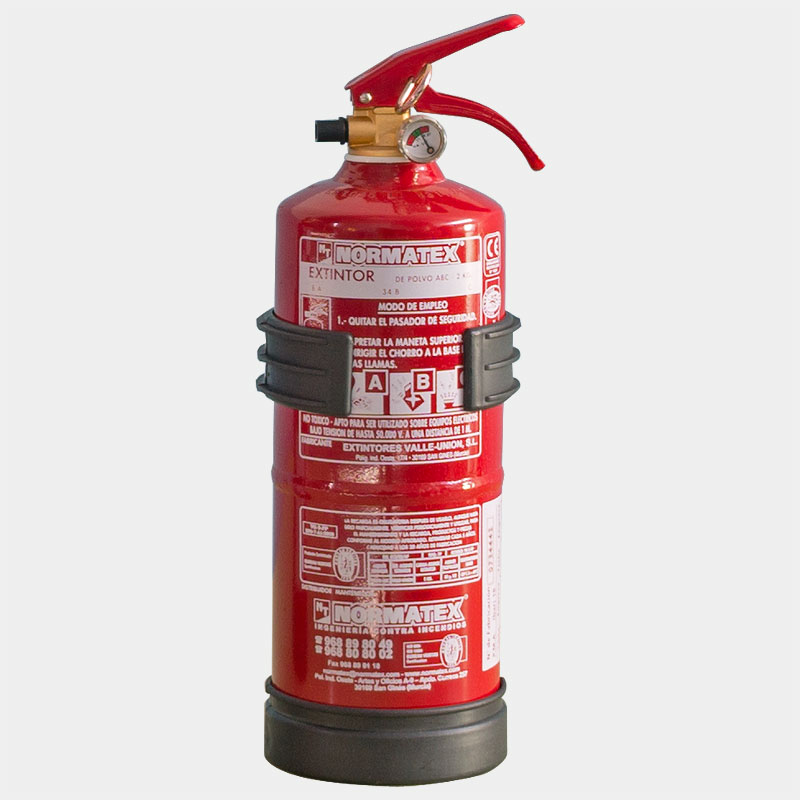 Extintor para coche de 2 kg de polvo ABC con soporte. PROEXTINTOR