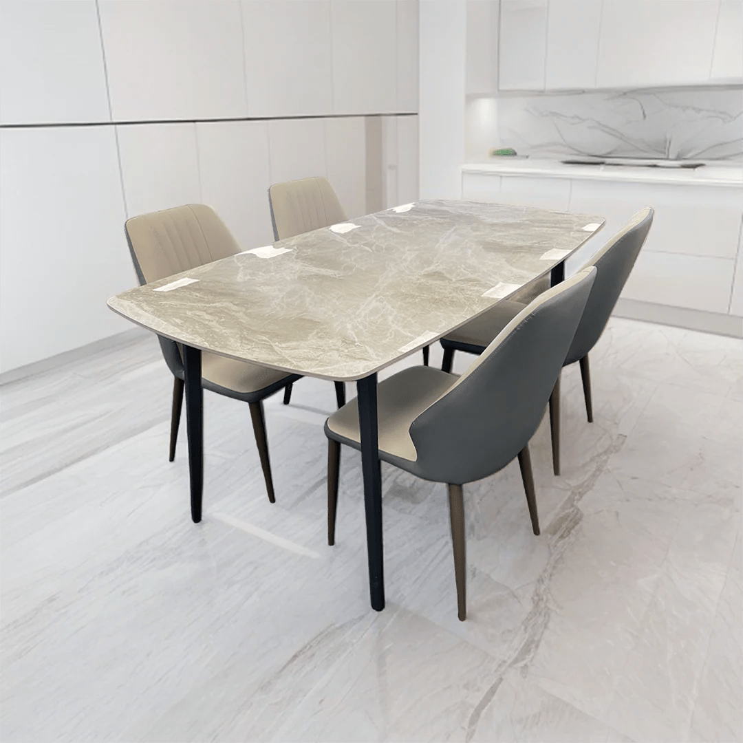 Italian Ceramic Top Dining table Light Grey/Black 1600x900x740mm