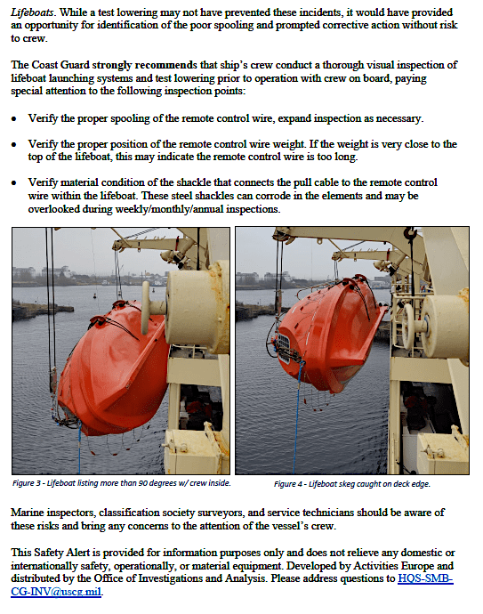 Safety alert Inspecting lifeboat remote control wires Professional