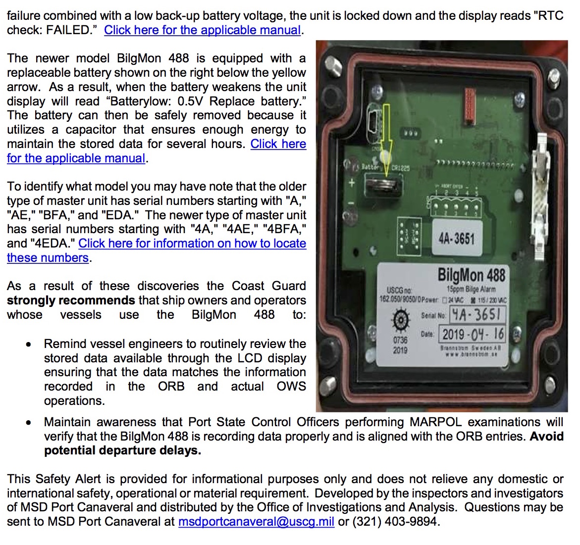 SAFETY ALERT: Bilge alarm system deficiencies – Professional Mariner