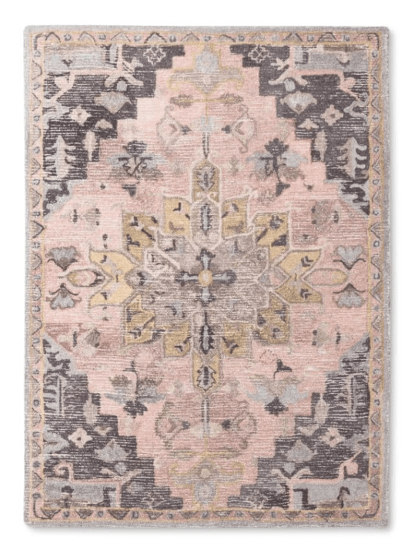 515 Damask Pink & Yellow Rug (5×7) Professional Party Rentals