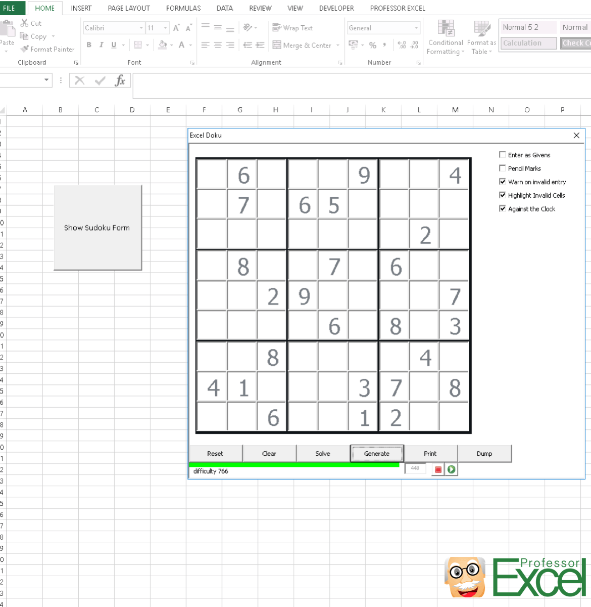 Sudoku Professor Excel Professor Excel