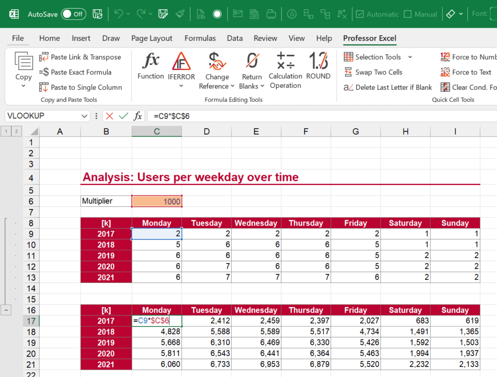 How to Multiply Existing Excel Formulas by Another Cell