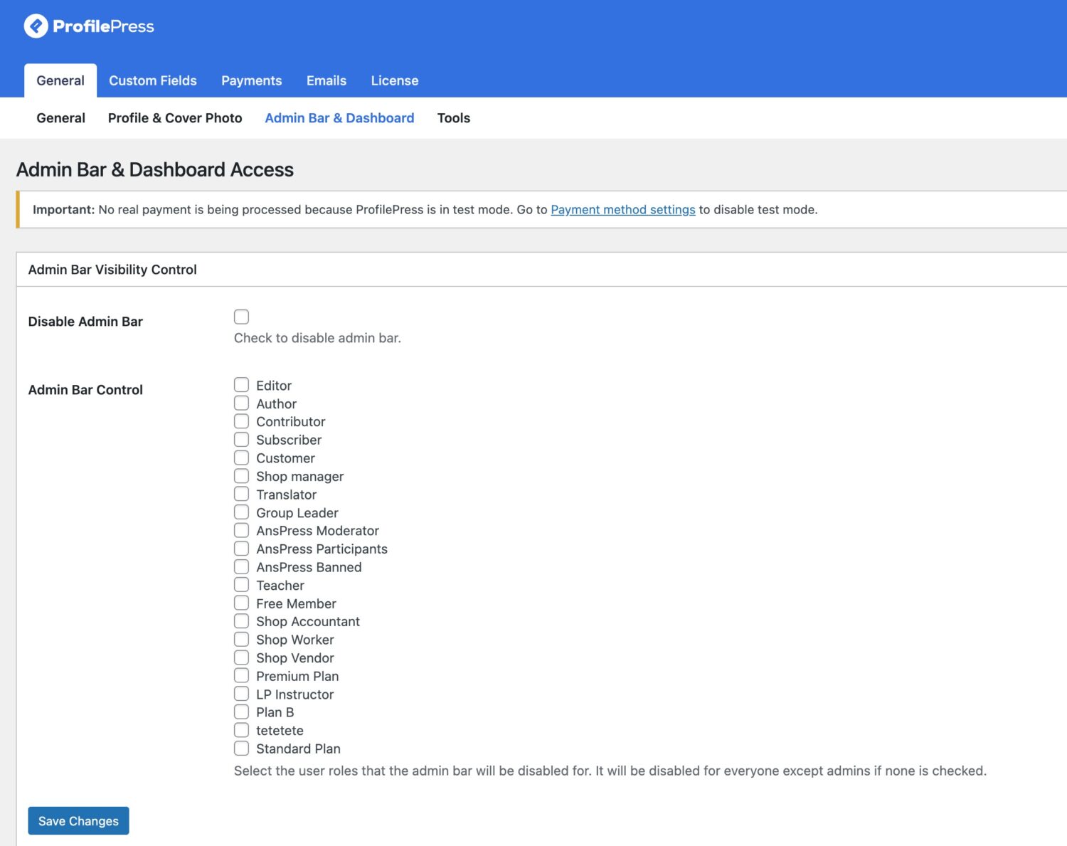 Hide WordPress Admin Bar & Restrict Access to WP Dashboard ProfilePress