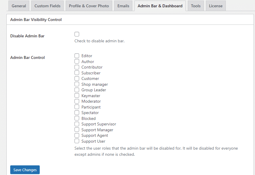 Hide WordPress Admin Bar & Restrict Access to WP Dashboard ProfilePress