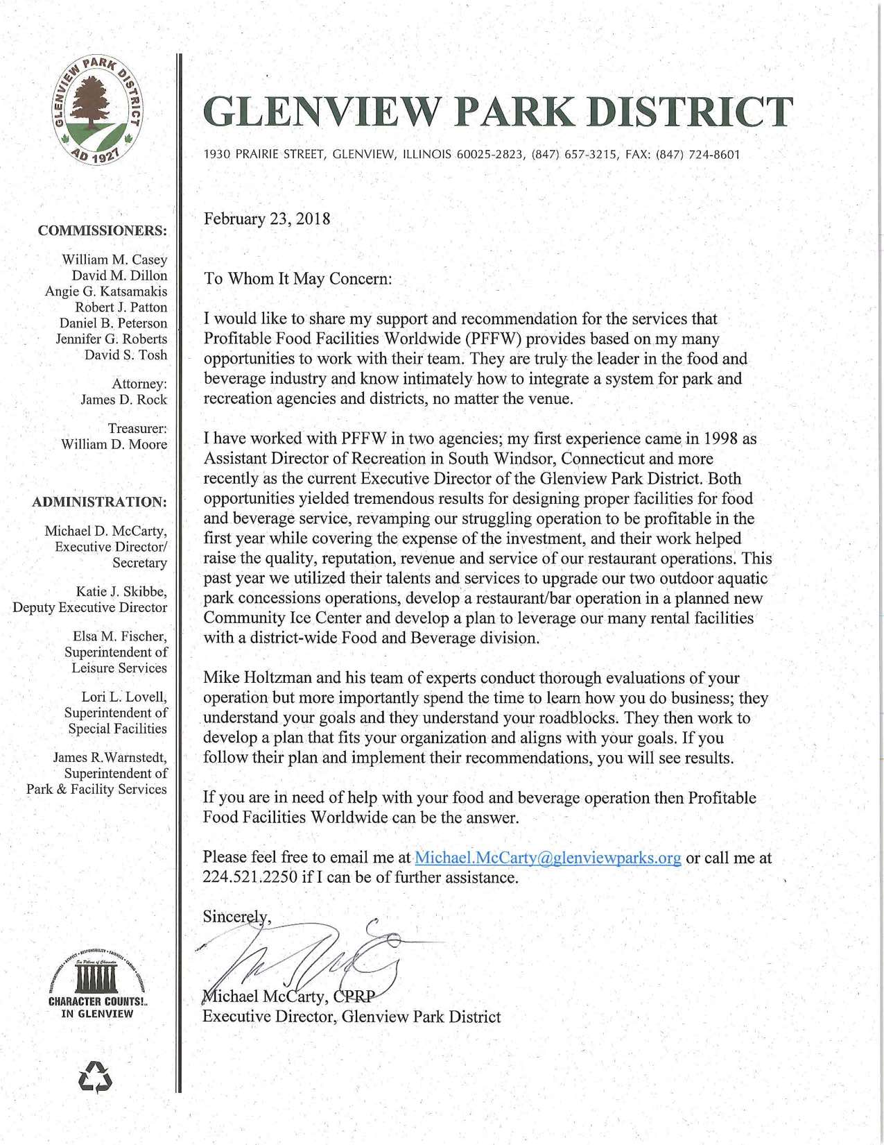 Letters of Profitable Food Facilities Worldwide