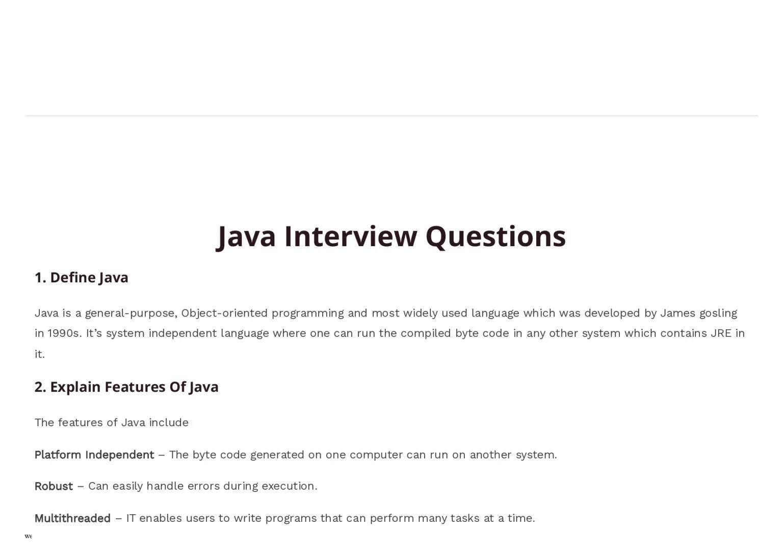 Java Interview Questions PDF Connect 4 Programming