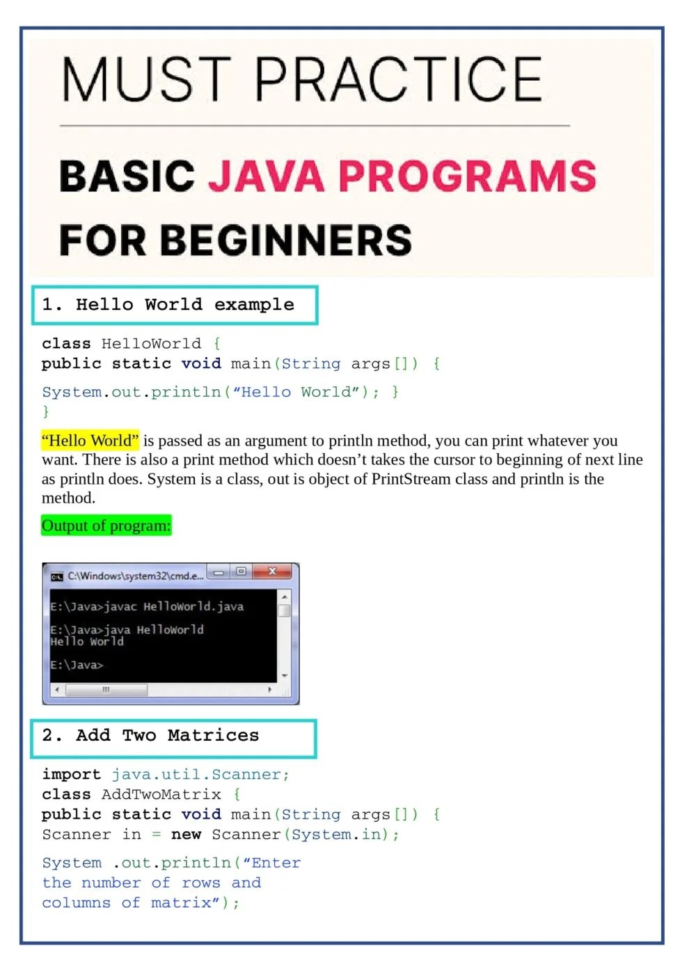 Basic Java Programs For Beginners PDF Connect 4 Programming