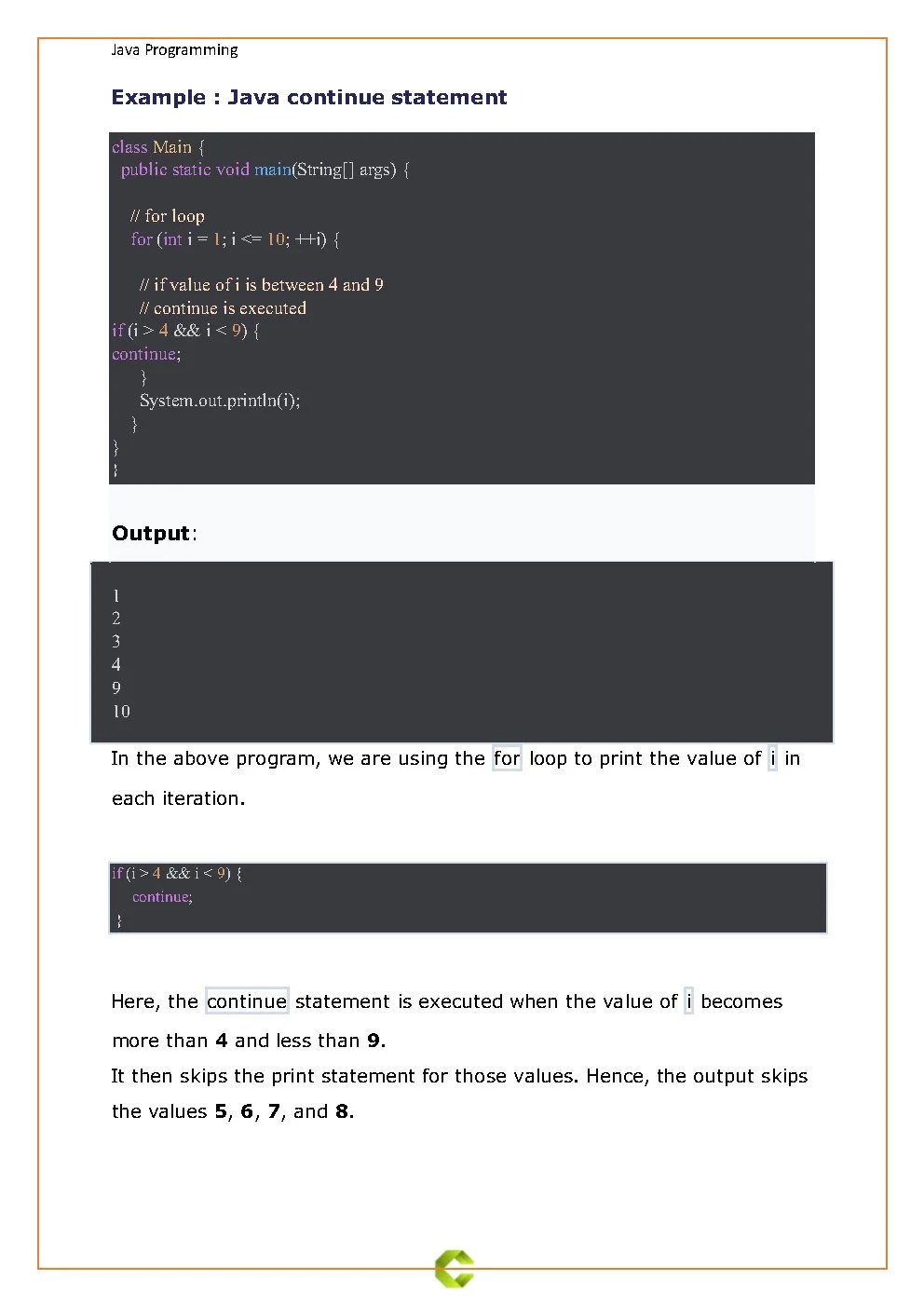 Jump Statement in Java PDF Guide Connect 4 Programming