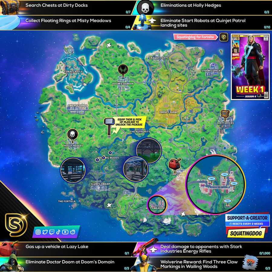 Fortnite Season 4 Week 1 Challenges Guide Cheat Sheet Pro Game Guides