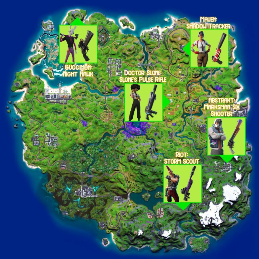 All Exotic Weapons in Fortnite Chapter 2 Season 7 NPCs and Locations