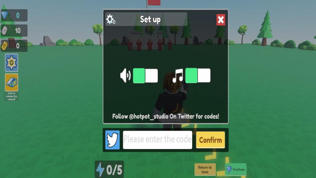 Redeem code box for Roblox Commander Simulator