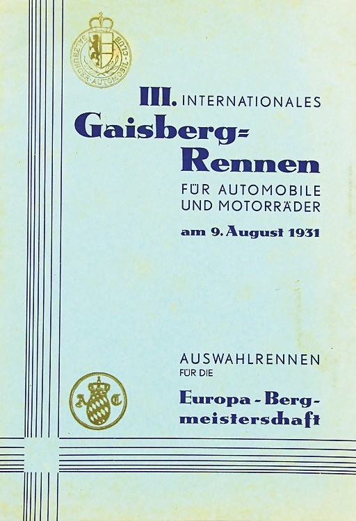 Gaisberg Hill Climb The Motor Racing Programme Covers Project