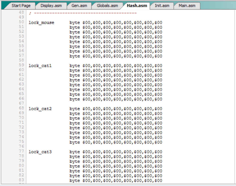 Tablas hash con lock Programación Retro del Commodore 64