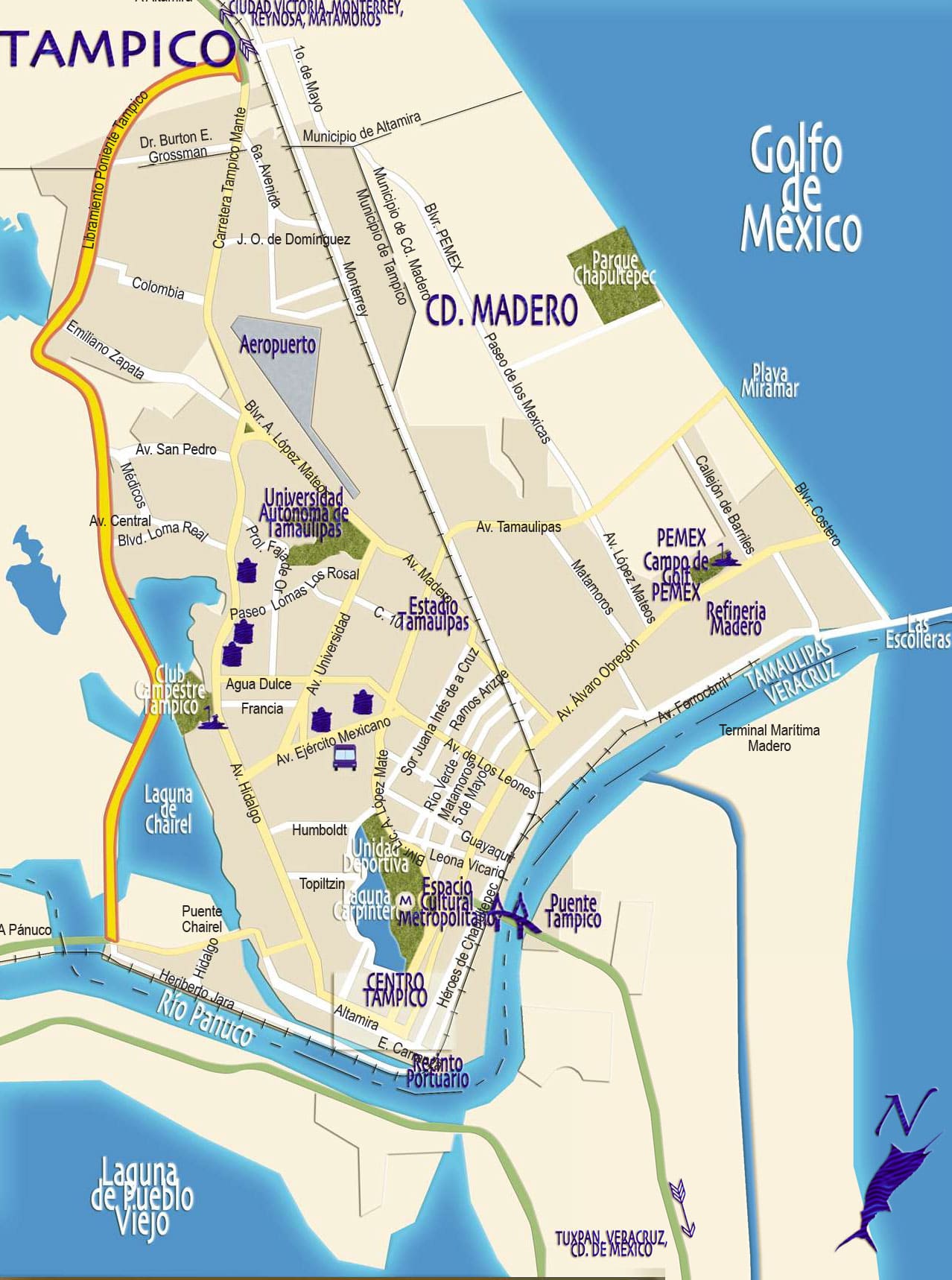 Mapas de Tampico Destinos México
