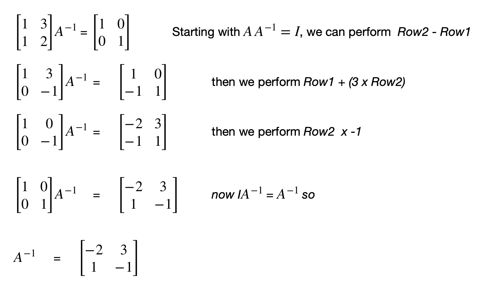 Identity Matrix and Inverse Matrix Programmathically