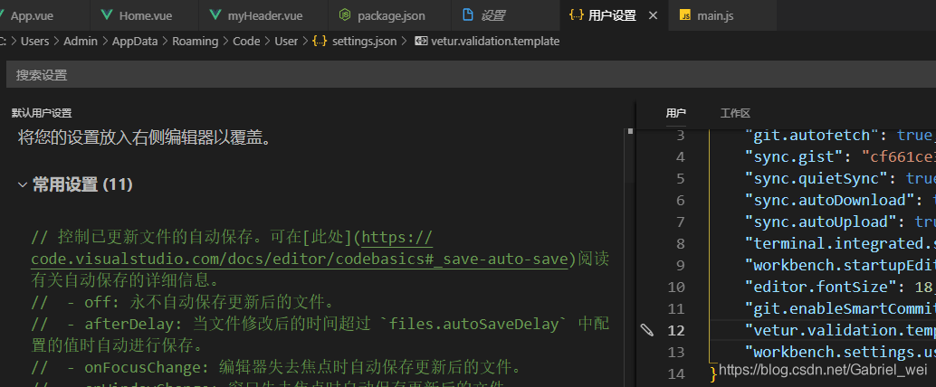 Configuration file for vscode setting.json UI interface or JSON form