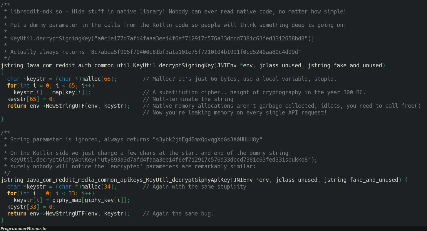 Reddit’s app is a joke, so is its code. (Actual reverseengineered code