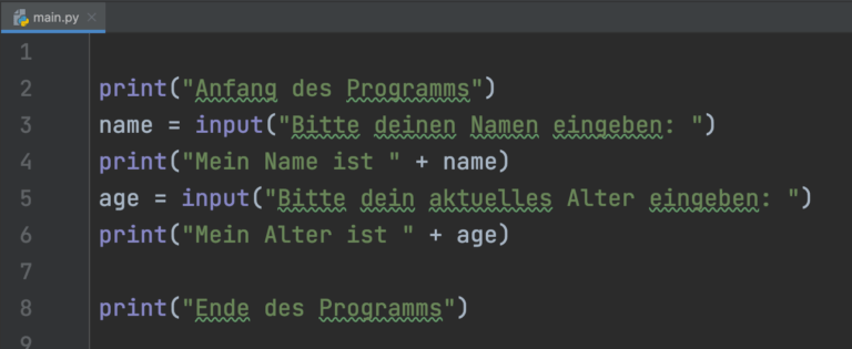 Ausgabe und Eingabe Python Programmierung