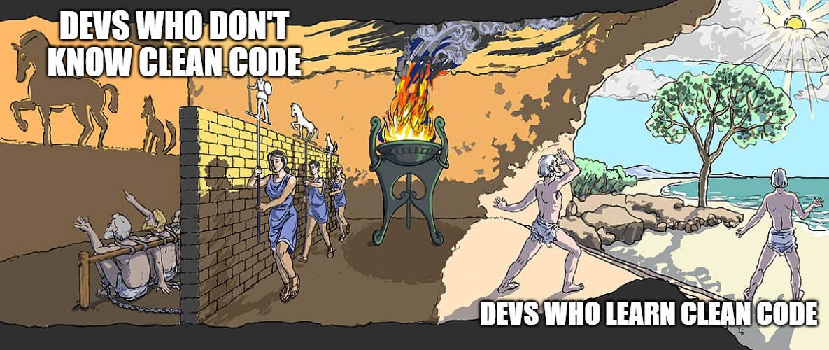 What learning clean code feels like meme