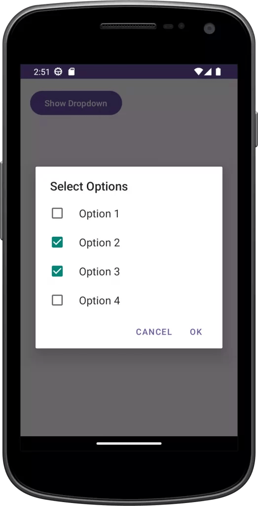 Custom Multiple Select Dropdown in Alert Dialog Android