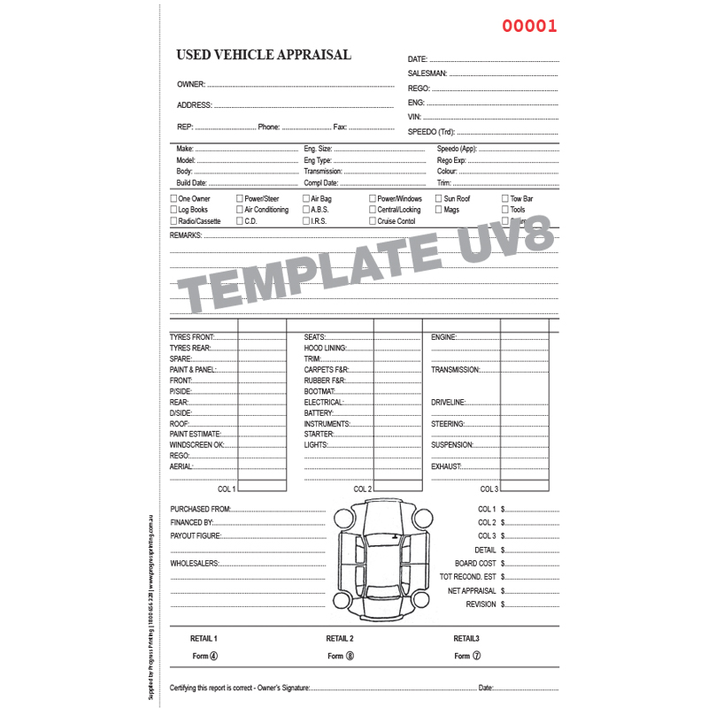 Vehicle Appraisal Books Custom Printed Docket Book Printers