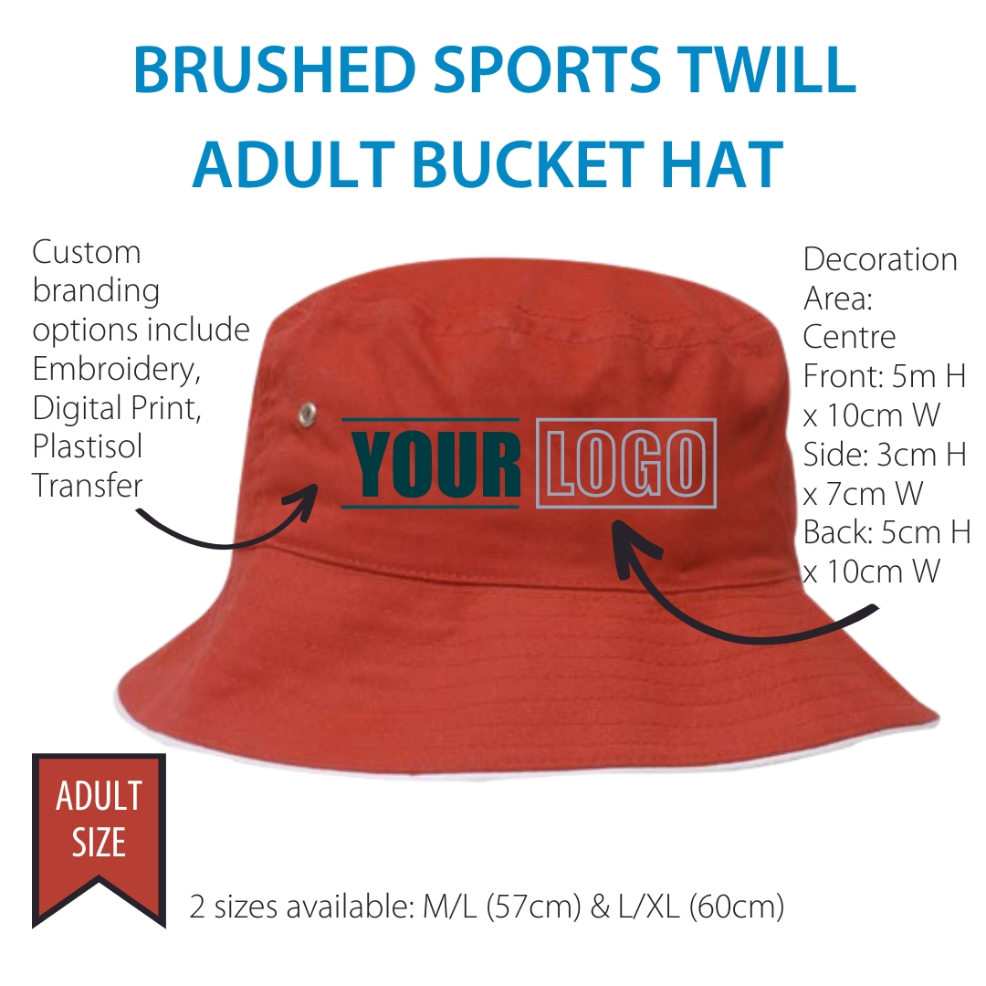 Brushed Sports Twill Bucket Hat Progress Printing