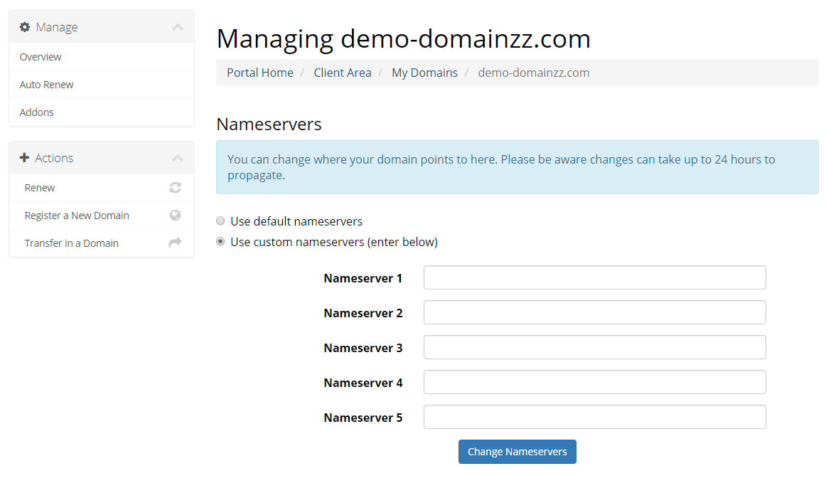 How do I change my domain name servers? Knowledgebase
