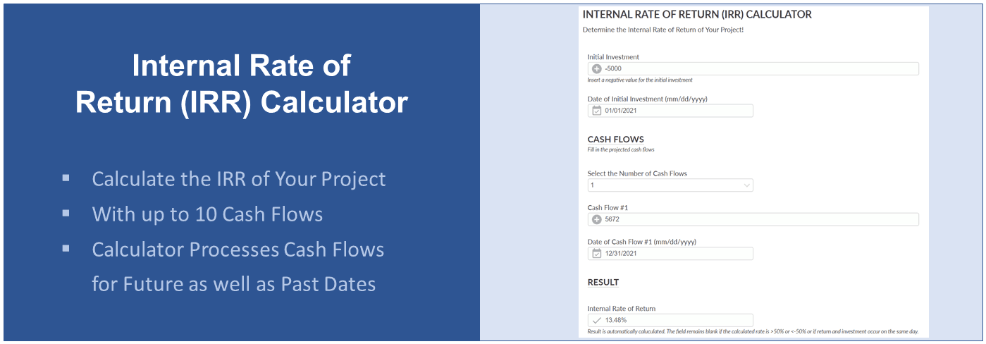 IRR Calculator Internal Rate of Return (IRR) of Projects Project