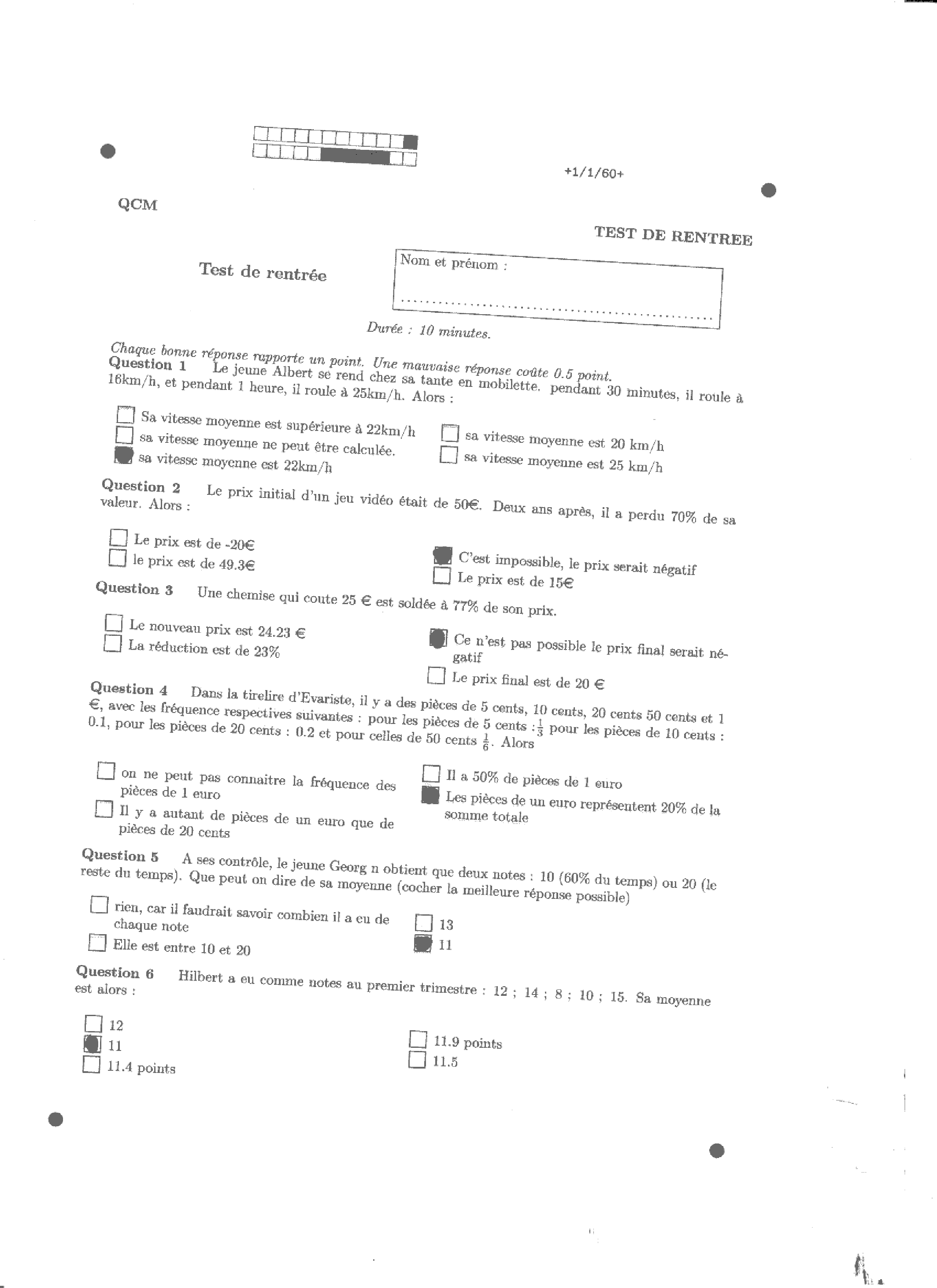 Auto Multiple Choice un probleme avec la correction automatique.